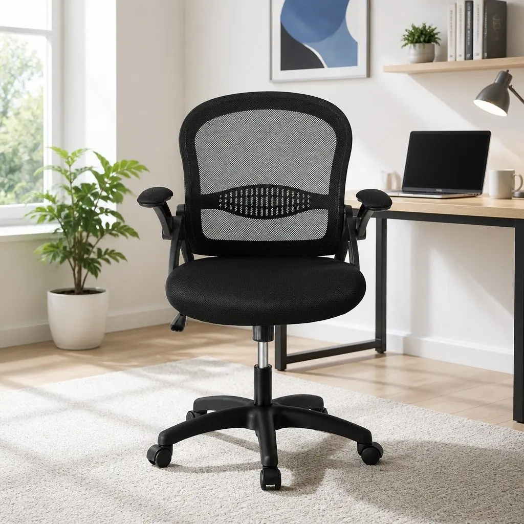 Mesh Office Chair Adjustable Mid Back Black