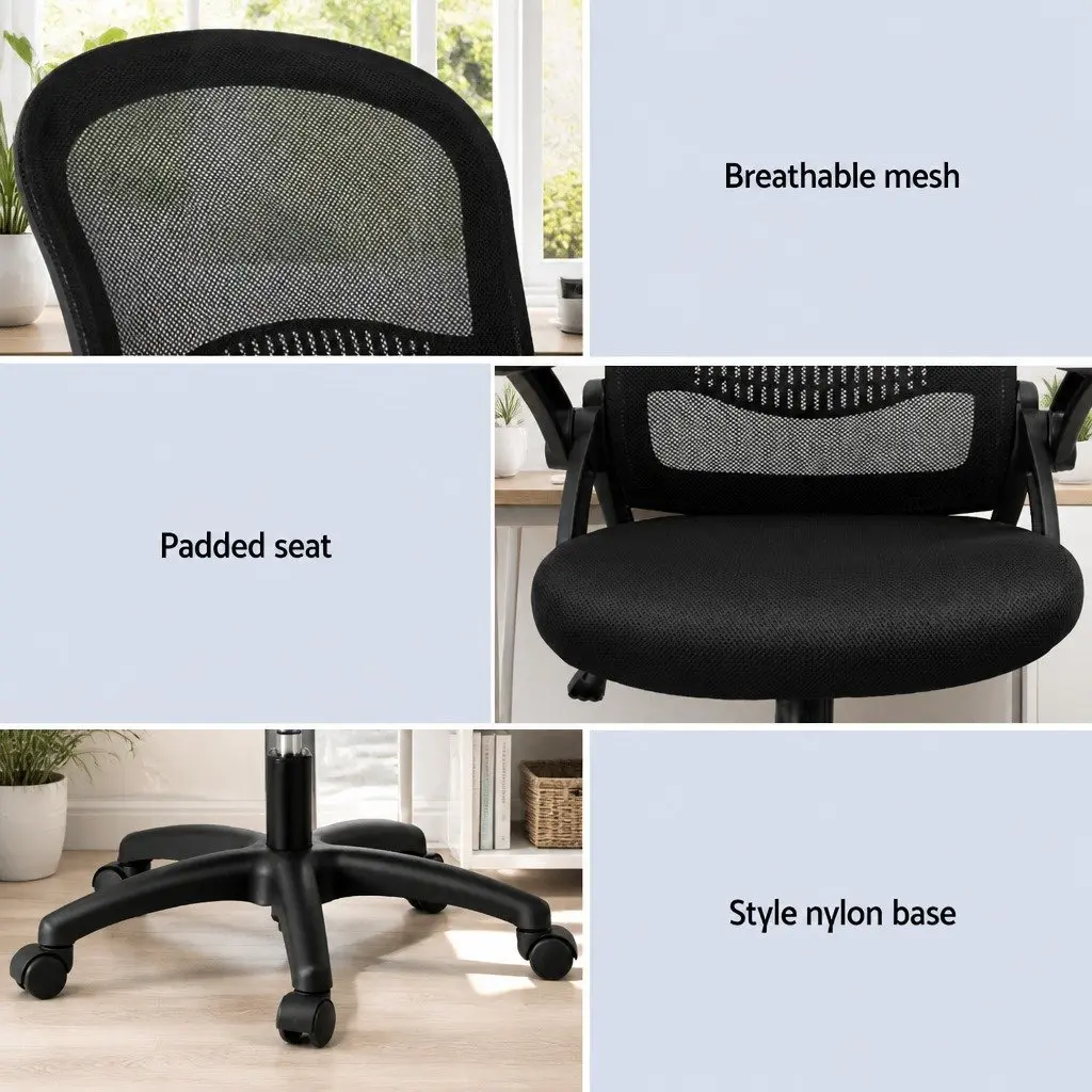 Mesh Office Chair Adjustable Mid Back Black