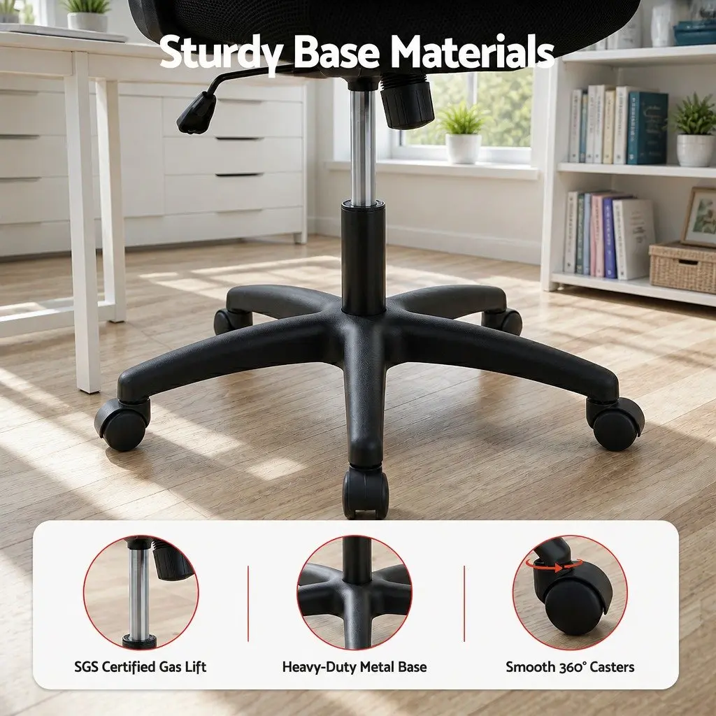 Mesh Office Chair Adjustable Mid Back Black