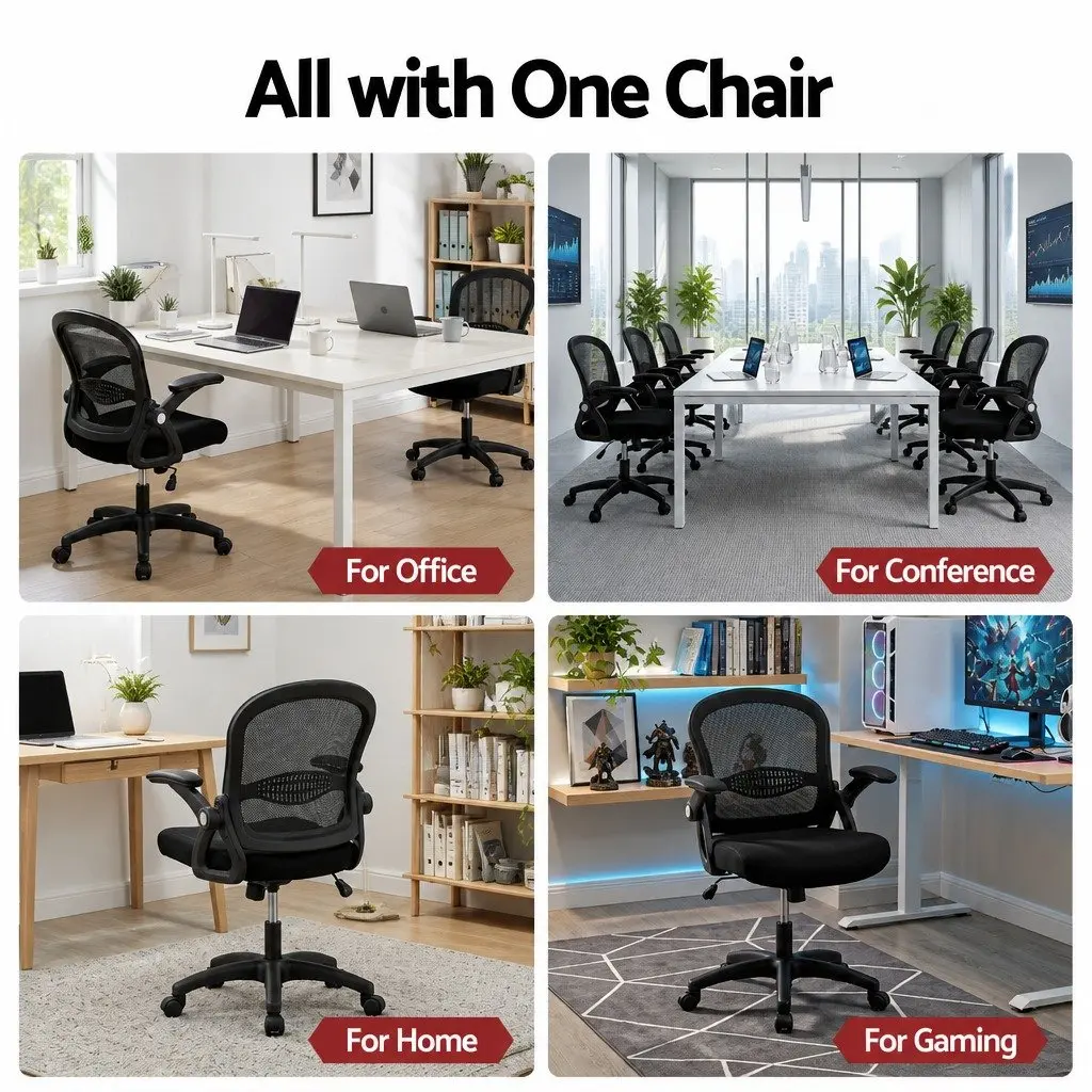 Mesh Office Chair Adjustable Mid Back Black