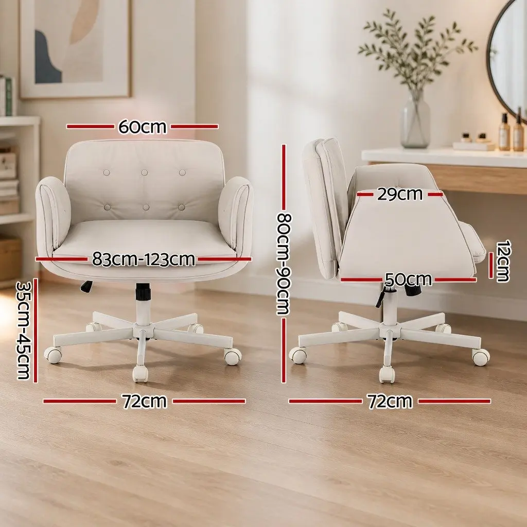 Criss Cross Office Chair Adjustable Armrests 360° Swivel Beige