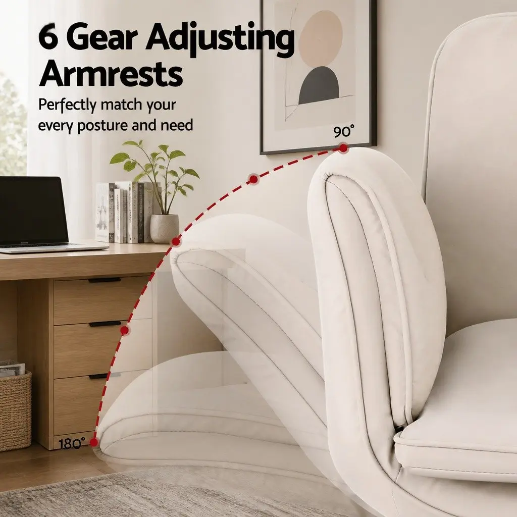 Criss Cross Office Chair Adjustable Armrests 360° Swivel Beige
