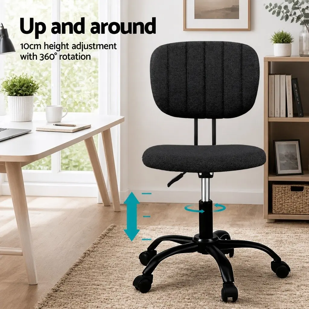 Armless Office Chair Ergonomic Height Adjustable 360° Swivel Black