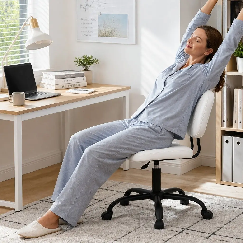Armless Office Chair with Wheels Height Adjustable 360° Swivel Computer Desk