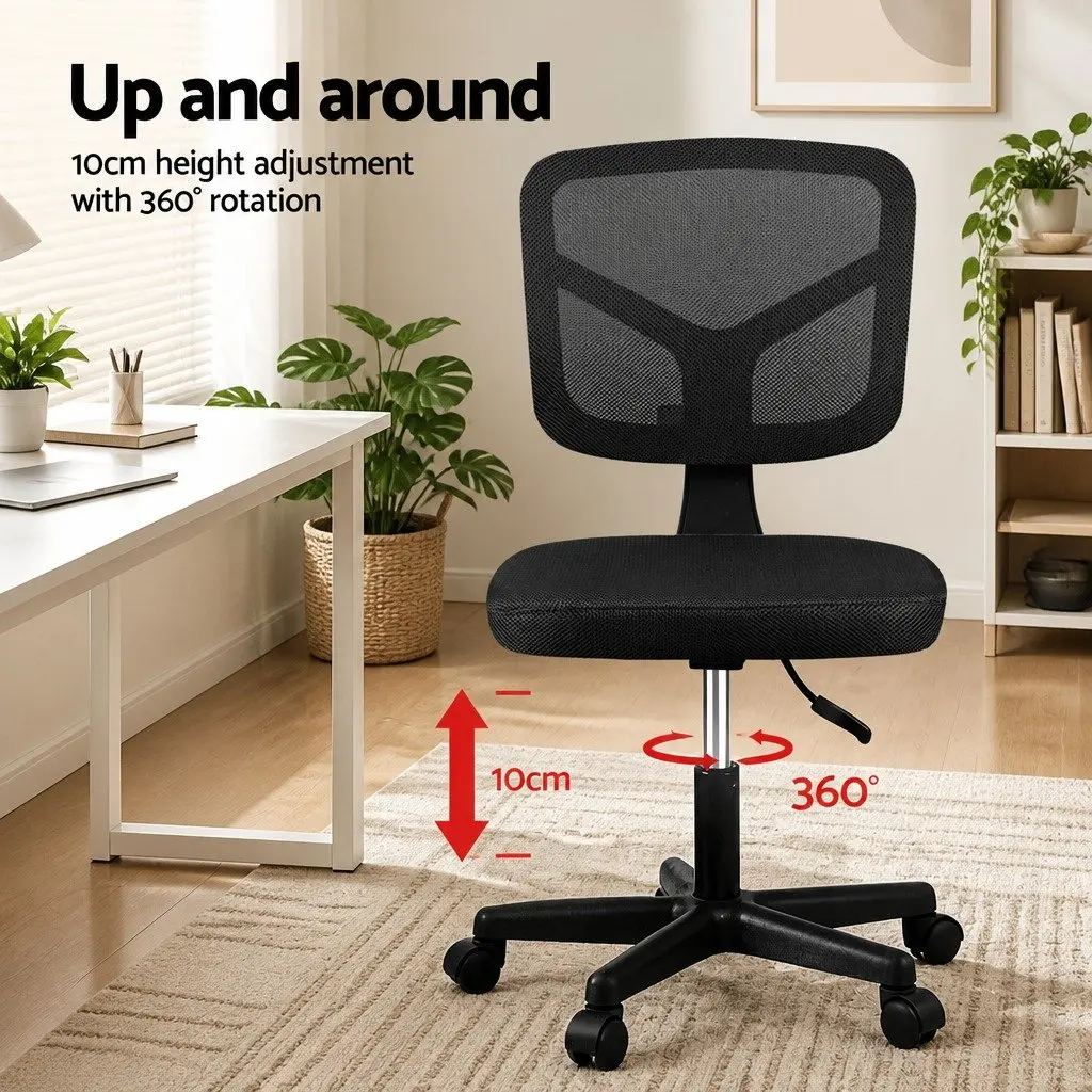 Office Chair Armless 360° Swivel Height Adjustable Ergonomic Mesh Back Black