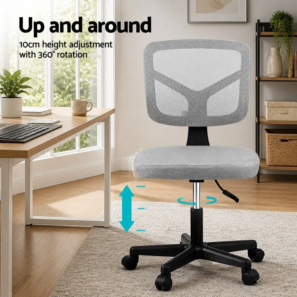 Armless Office Chair Ergonomic Mesh Back 360° Swivel Adjustable Height