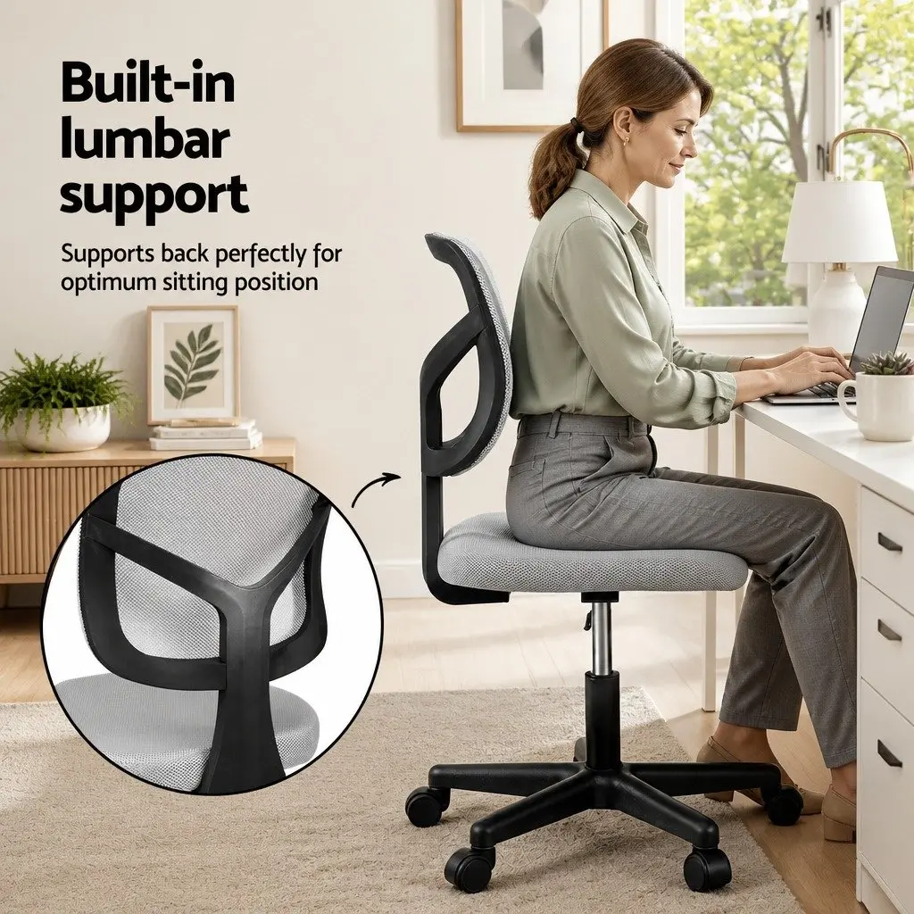 Armless Office Chair Ergonomic Mesh Back 360° Swivel Adjustable Height