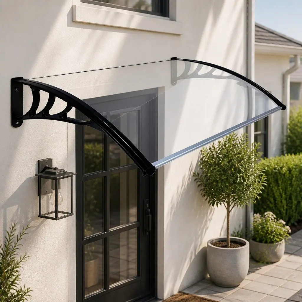 Window Door Awning Outdoor Shade 1M x 1.5M Transparent PC Panel UV Rain