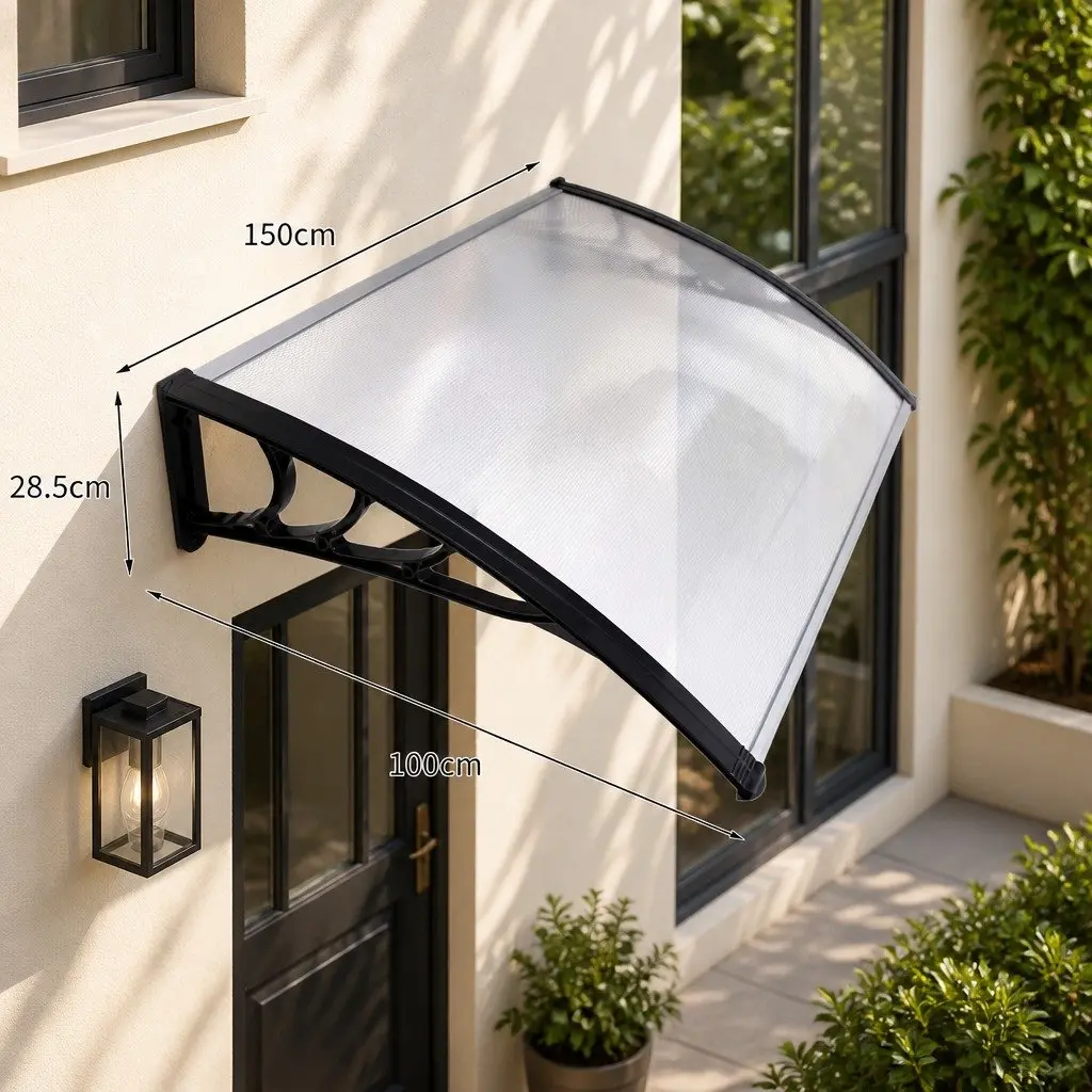 Window Door Awning Outdoor Shade 1M x 1.5M Transparent PC Panel UV Rain