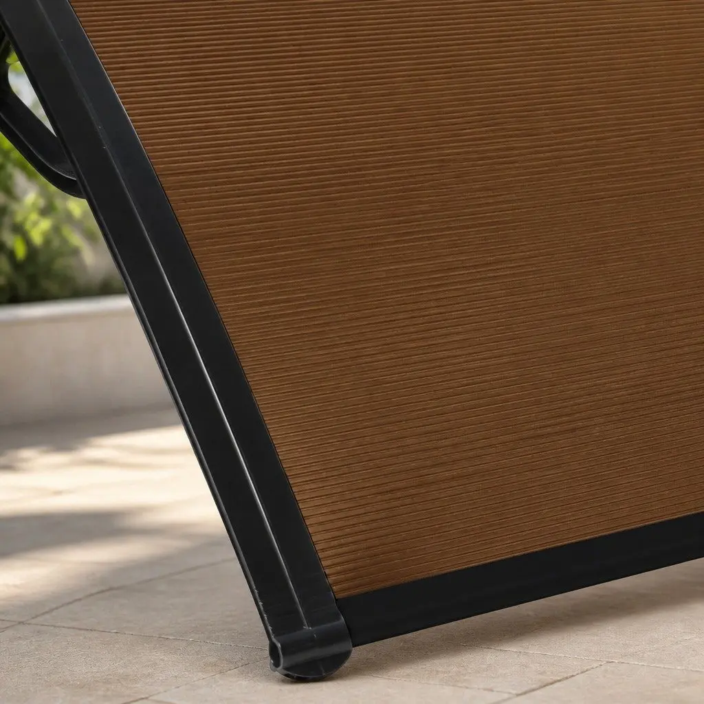 Window Door Awning Outdoor Shade 1M x 2.4M Brown PC Panel UV Rain Protection