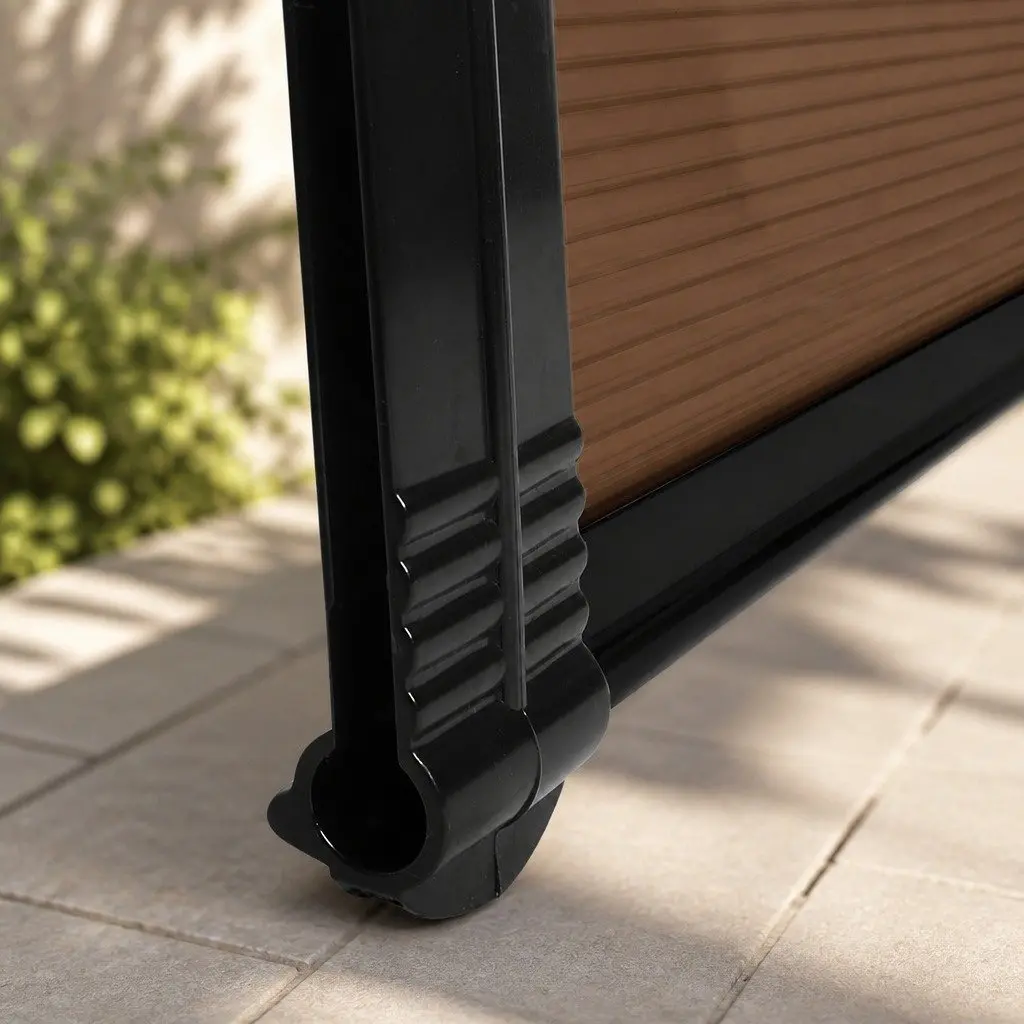 Window Door Awning Outdoor Shade 1M x 2.4M Brown PC Panel UV Rain Protection