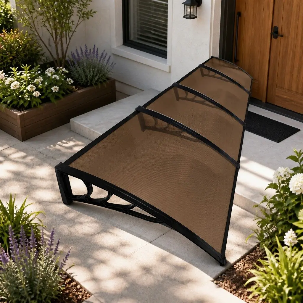 Window Door Awning Outdoor Shade 1M x 4M Brown UV Rain Protection