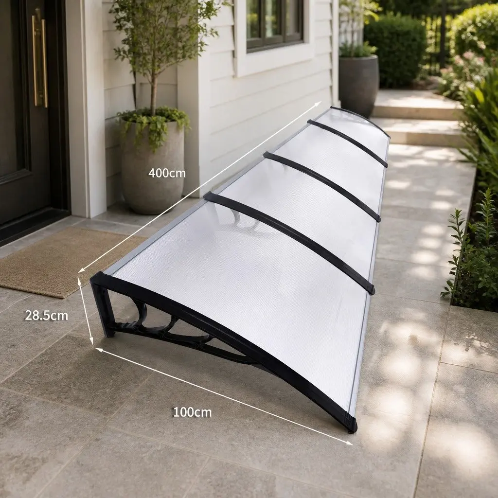 Window Door Awning Outdoor Shade 1M x 4M Transparent PC Panel UV Protection
