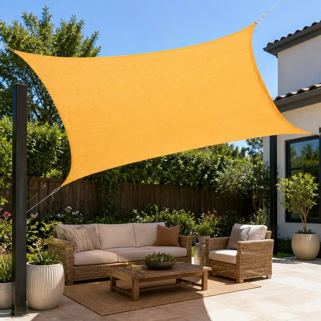 Rectangle Shade Sail UV Protection 5m x 5m Weatherproof Outdoor Beige Canopy