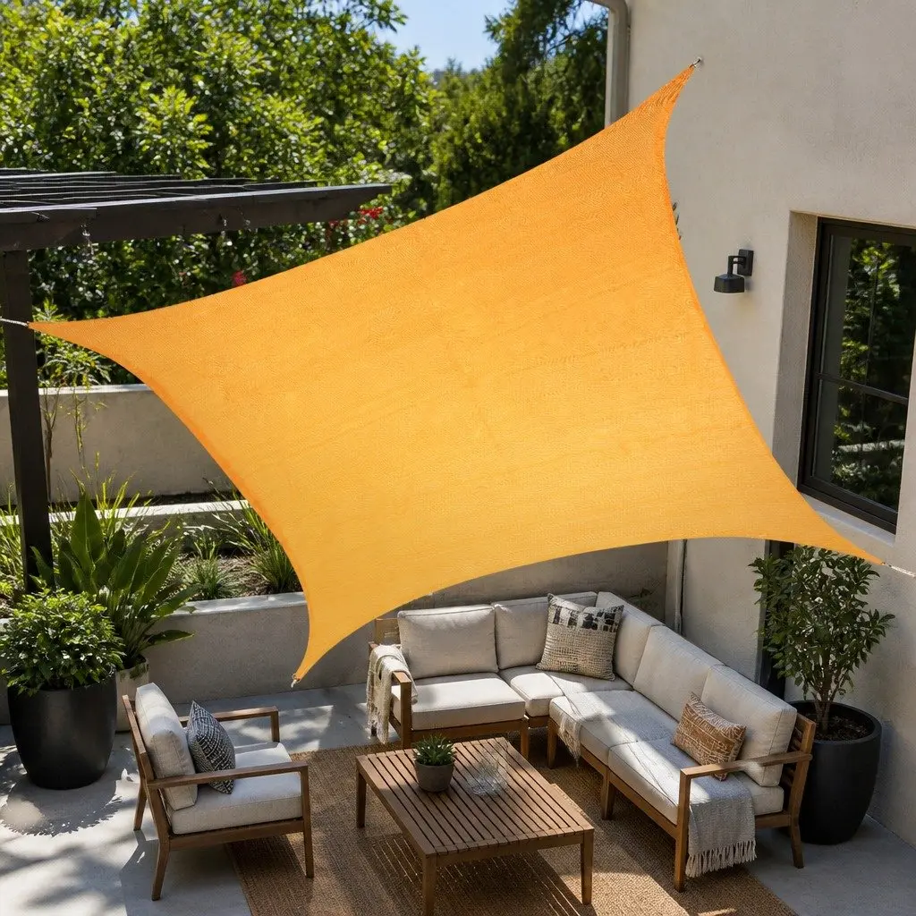 Rectangle Shade Sail UV Protection 5m x 5m Weatherproof Outdoor Beige Canopy