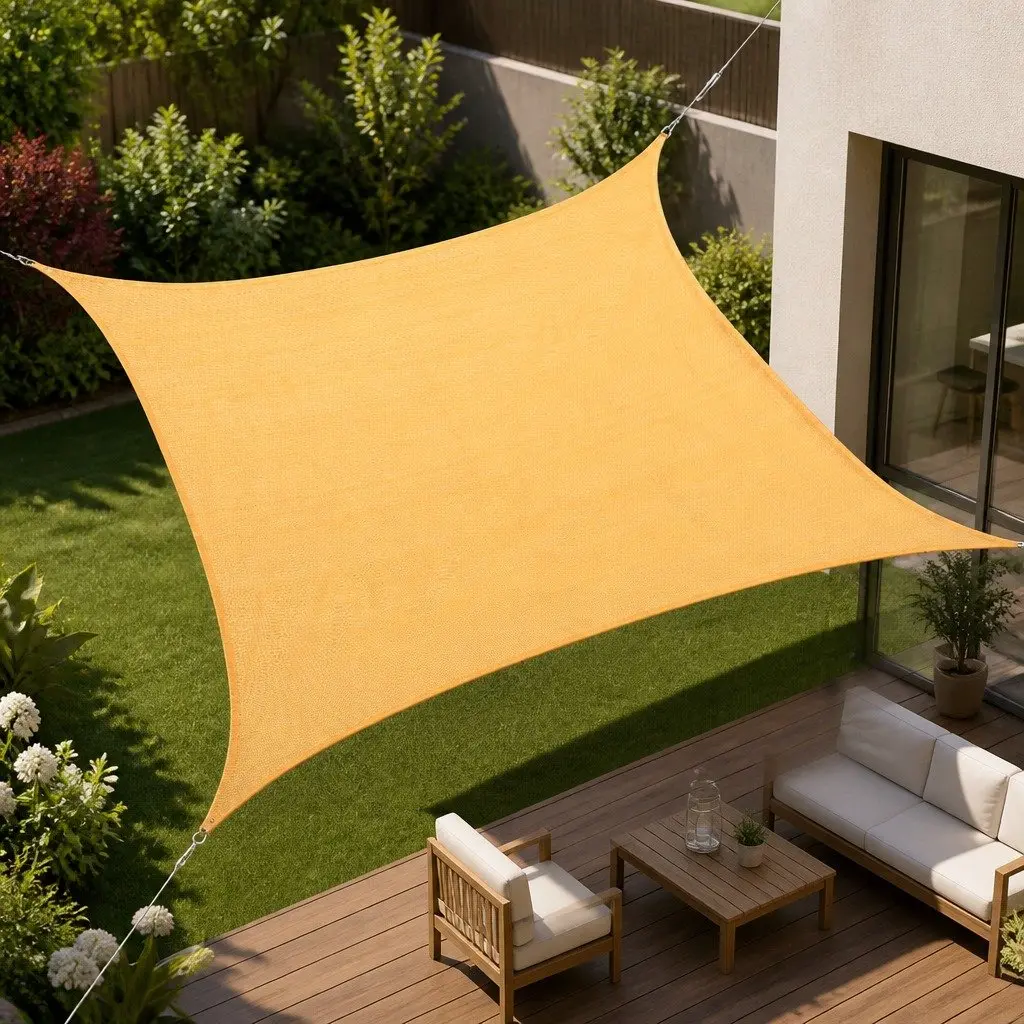 Rectangle Shade Sail UV Protection 5m x 5m Weatherproof Outdoor Beige Canopy