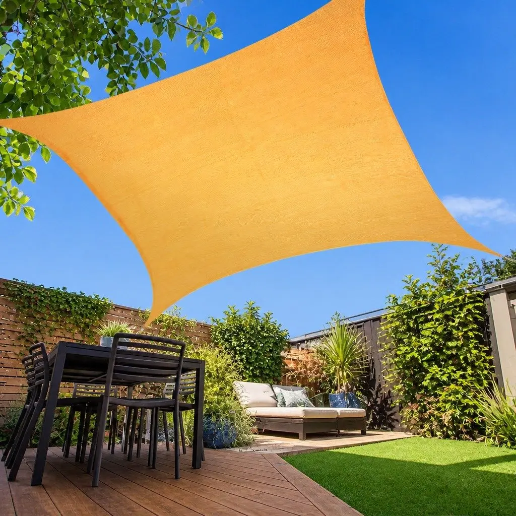 Rectangle Shade Sail UV Protection 5m x 5m Weatherproof Outdoor Beige Canopy