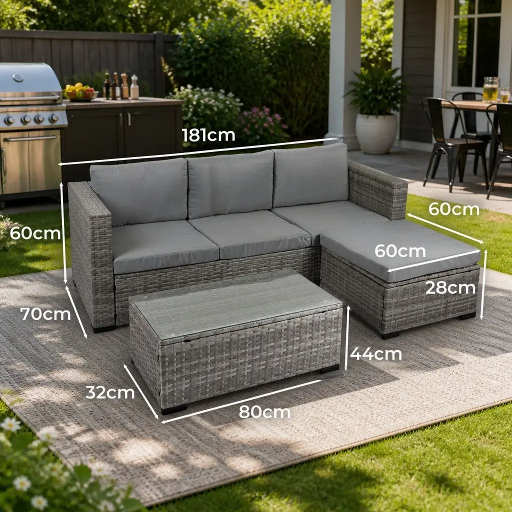 5-Piece Outdoor Lounge Set Patio Sofa Coffee Table Ottoman Garden Furniture