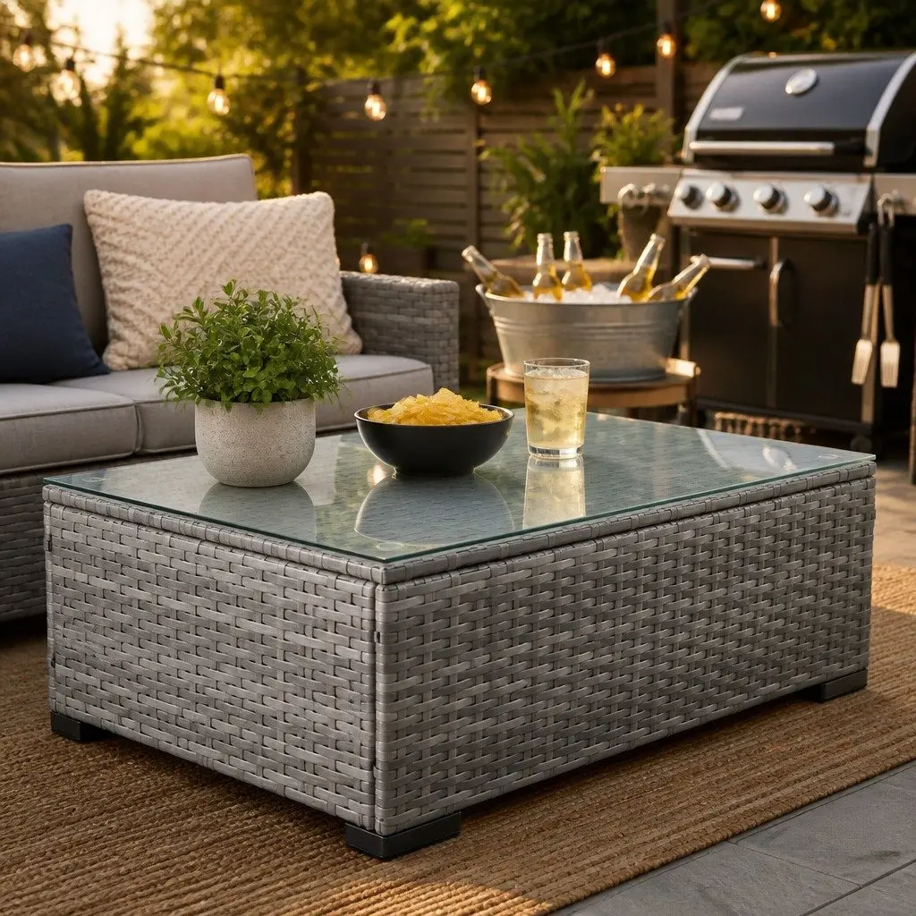 5-Piece Outdoor Lounge Set Patio Sofa Coffee Table Ottoman Garden Furniture