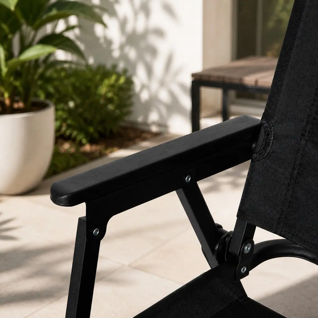 Folding Portable Lightweight Camping Chair Wide Seat Black