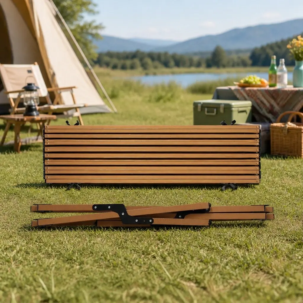 Folding Camping Table Portable Rollable Outdoor 88.5cm W x 58cm D x 41.5cm H