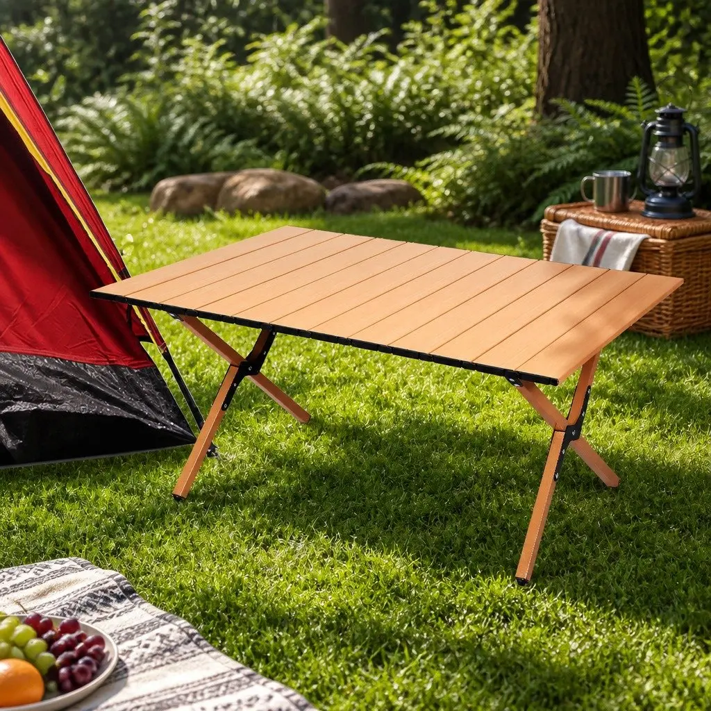 Folding Camping Table Portable Rollable Outdoor 88.5cm W x 58cm D x 41.5cm H