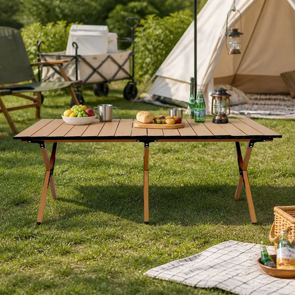 Folding Camping Table Foldable Portable Outdoor Picnic BBQ Trestle with Carry