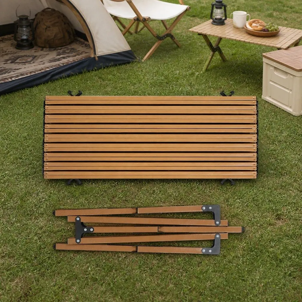 Folding Camping Table Foldable Portable Outdoor Picnic BBQ Trestle with Carry