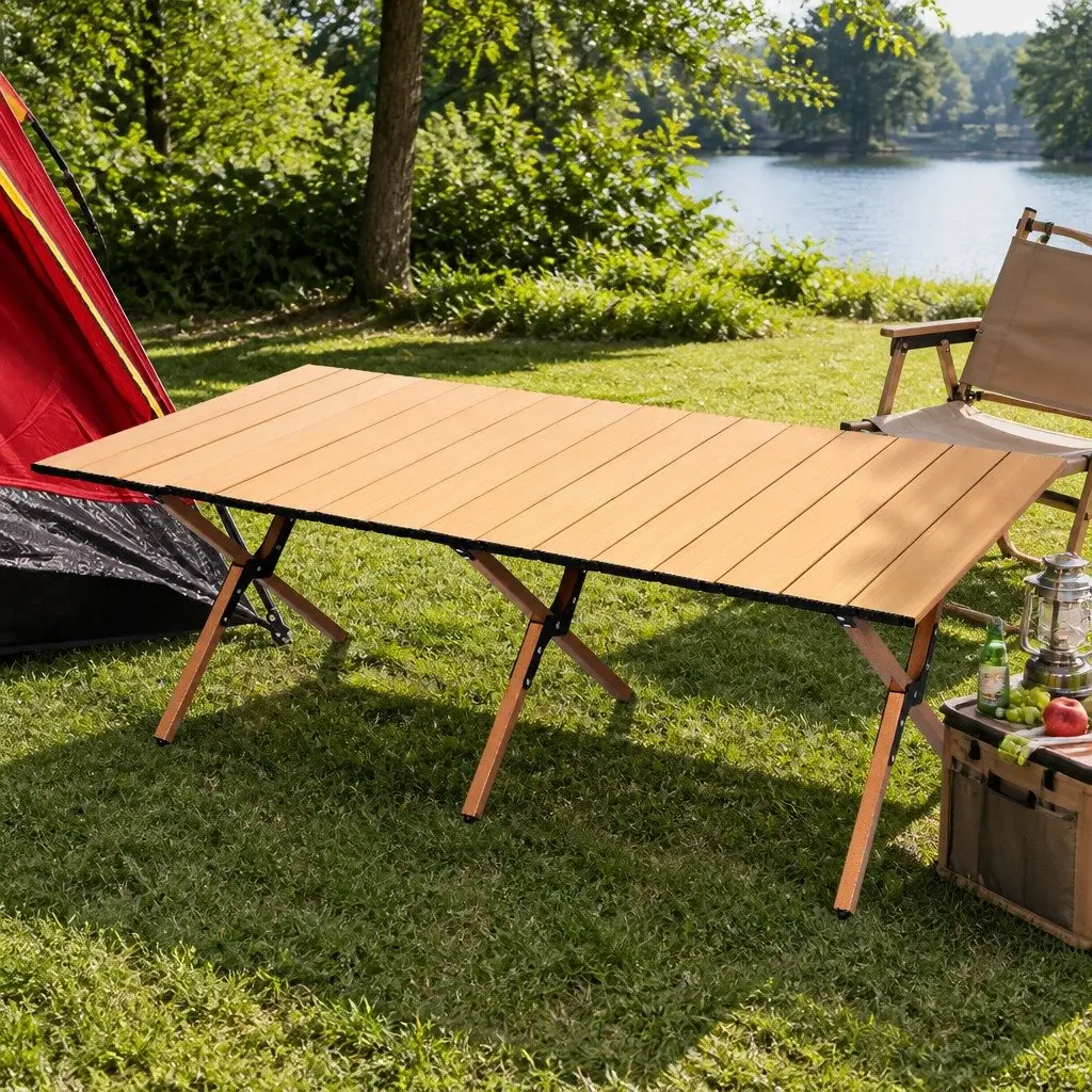 Folding Camping Table Foldable Portable Outdoor Picnic BBQ Trestle with Carry
