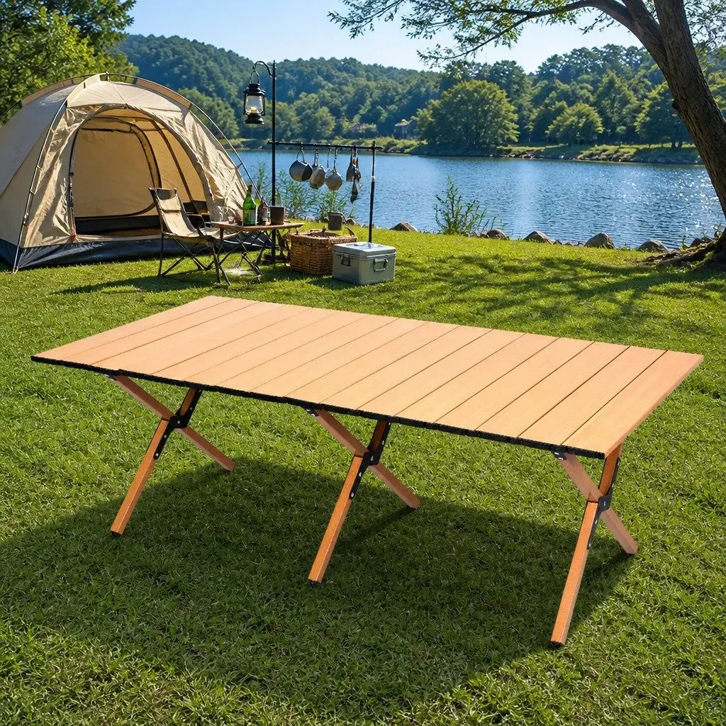 Folding Camping Table Foldable Portable Outdoor Picnic BBQ Trestle with Carry
