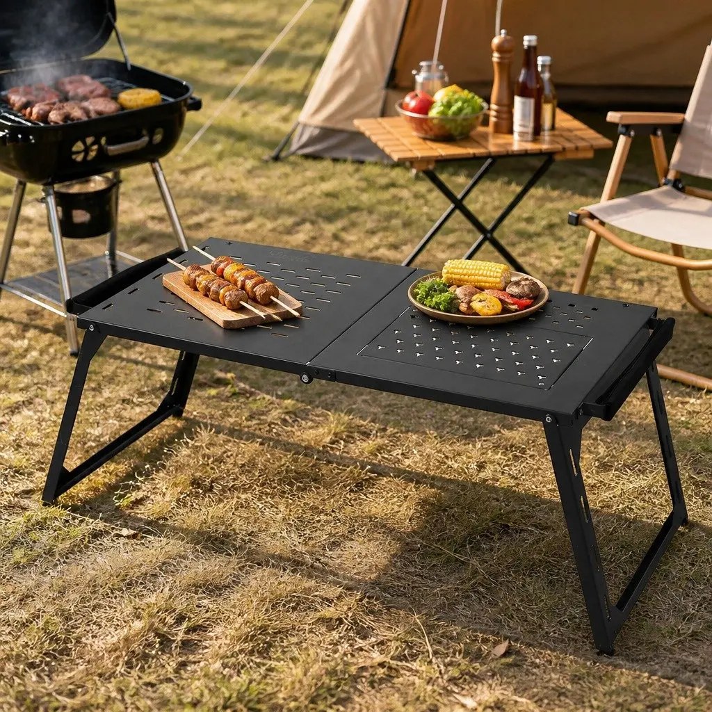 Portable Folding Charcoal BBQ Grill Table