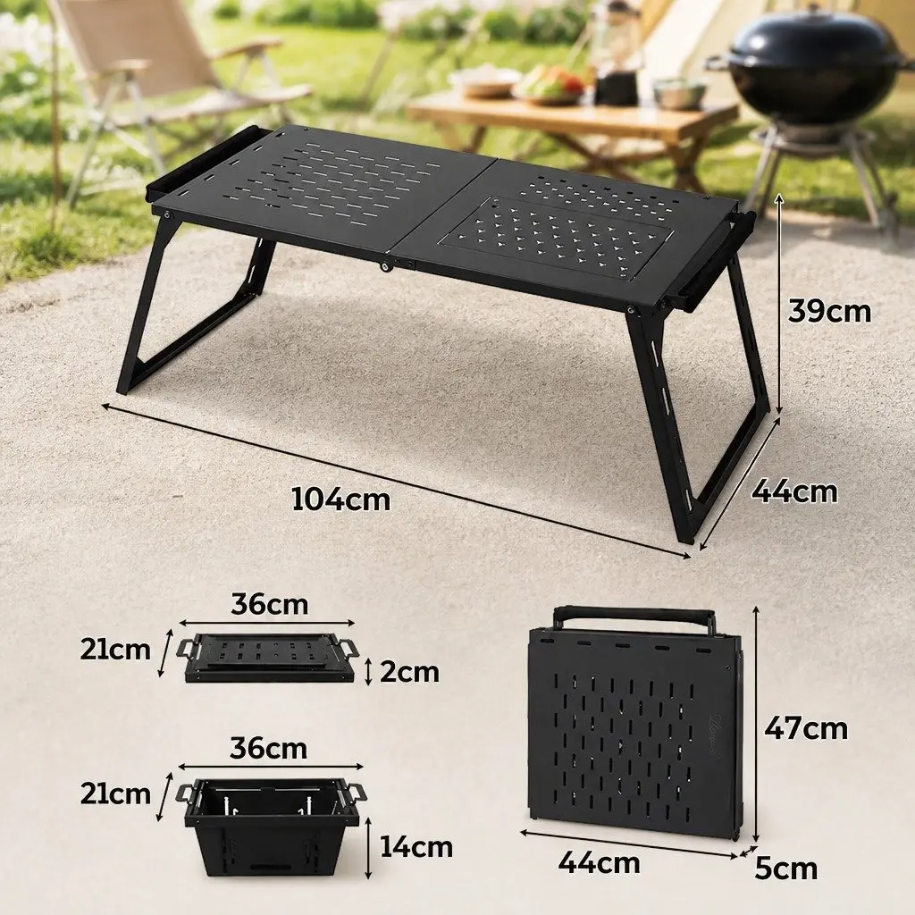 Portable Folding Charcoal BBQ Grill Table