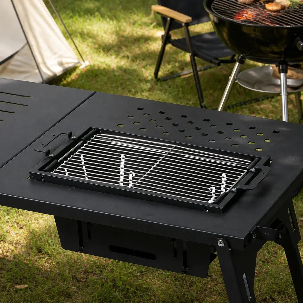Portable Folding Charcoal BBQ Grill Table
