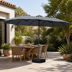 Stylish Double-Sided Patio Umbrella with Grey Finish