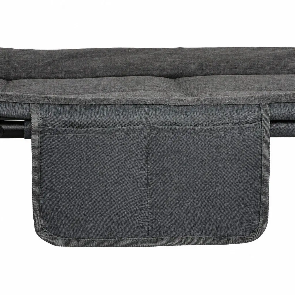 Portable Outdoor Bed Folding Cot with Adjustable Backrest Dark Grey 6 Positions