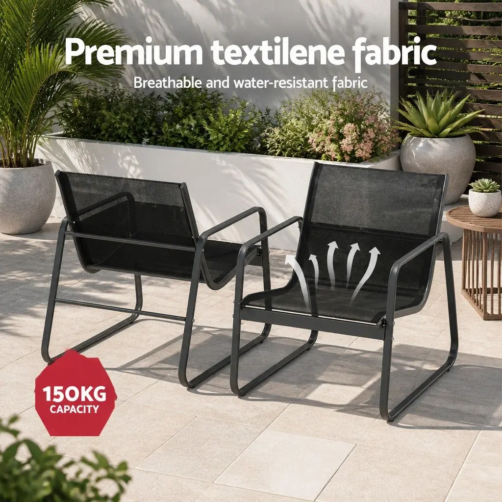 Outdoor Sofa Set 4 Piece Black Lounge Chair Table Garden Patio Furniture