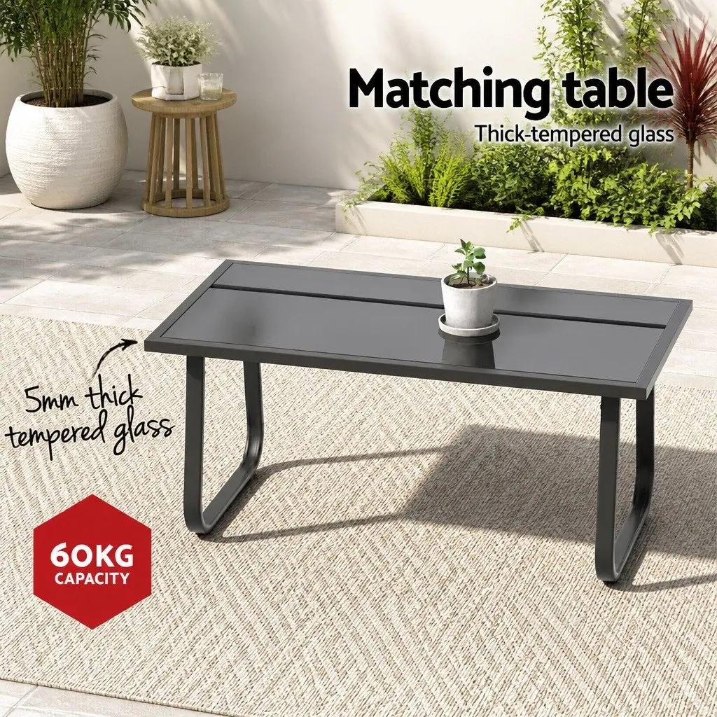 Outdoor Sofa Set 4 Piece Black Lounge Chair Table Garden Patio Furniture