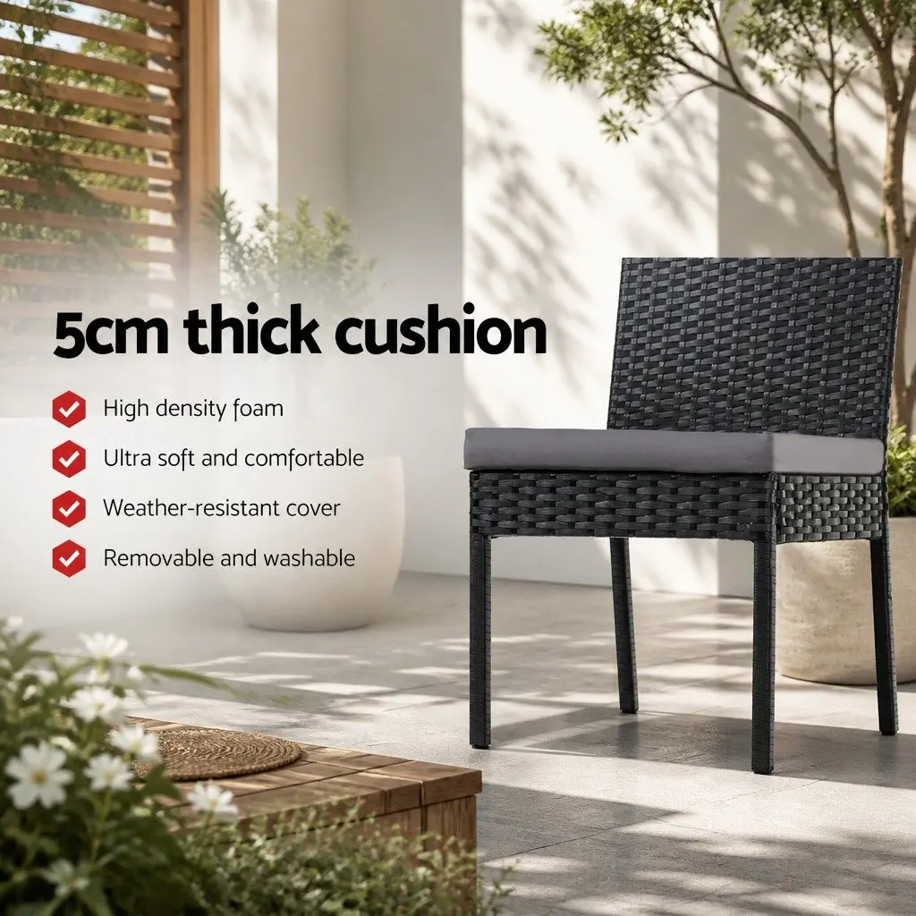 Outdoor Bar Stools Set Hand-Woven Rattan 4 Piece 41cm W x 47cm D x 103cm H