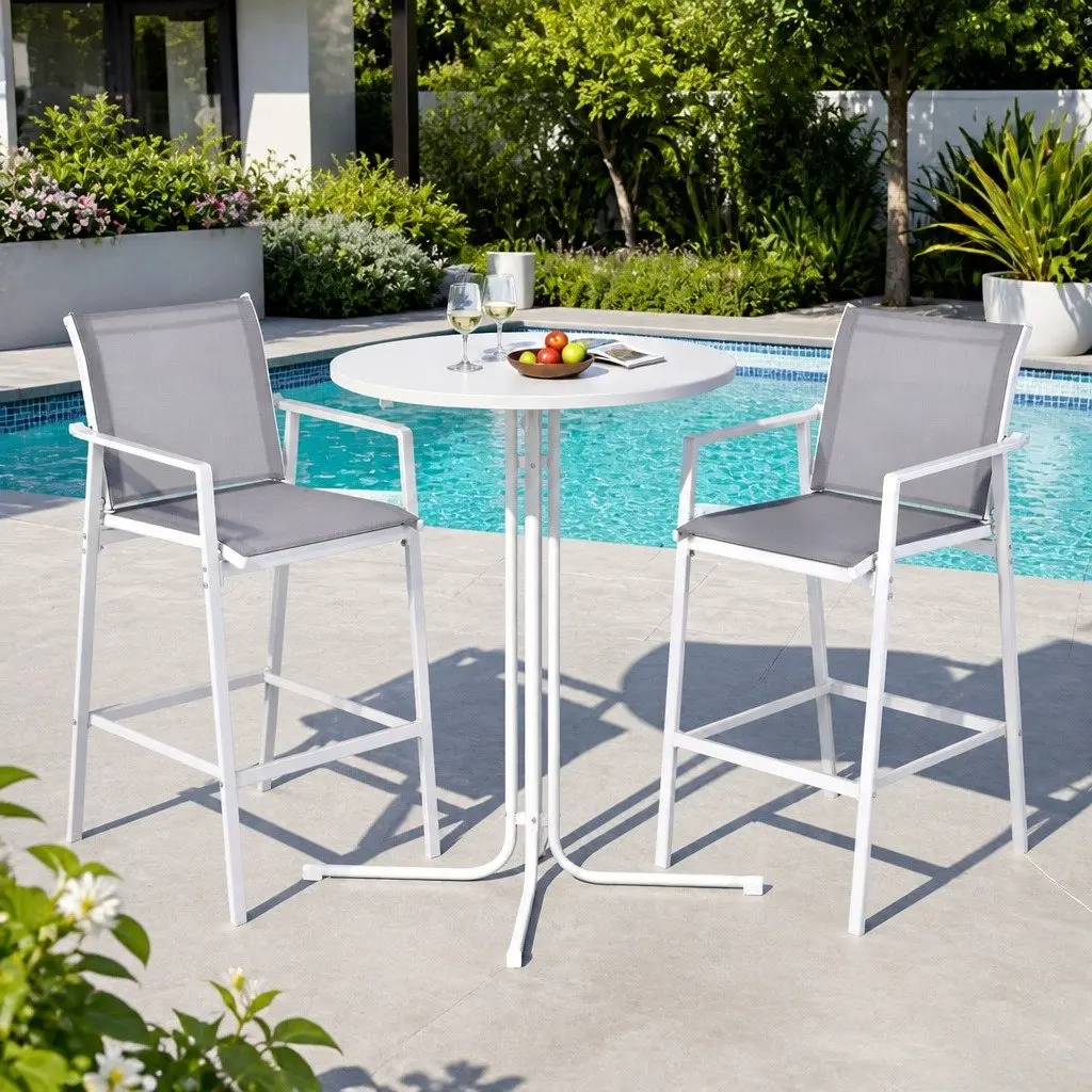 3PC Outdoor Bar Stool Set