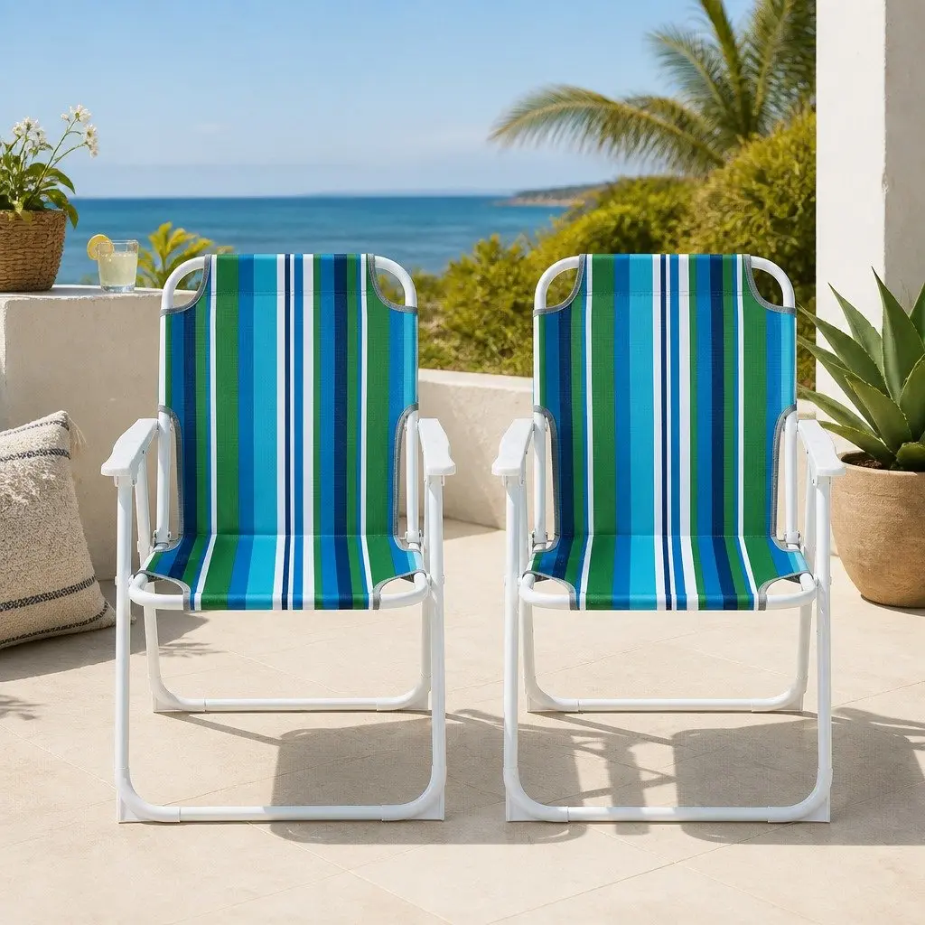 Folding Outdoor Chair Steel Frame Portable Camping Patio Furniture Weather