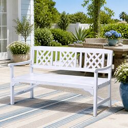 Garden Bench Wooden 3 Seat Patio Furniture Outdoor Lounge Chair White