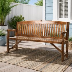 5FT Outdoor Garden Bench 3 Seat Patio Furniture Chair Natural Wooden Design
