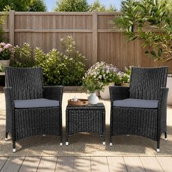 Friendly 3 Piece Outdoor Bistro Set with Cushions