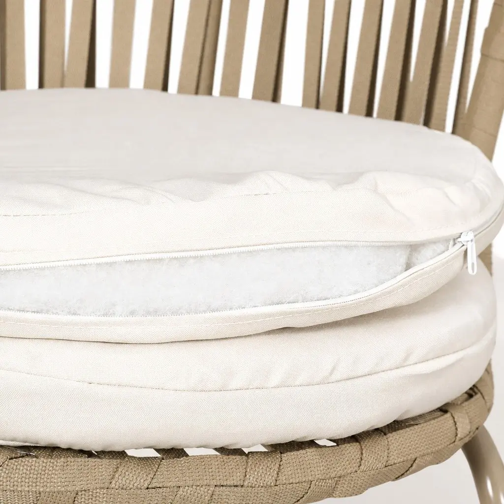 3 Piece Outdoor Bistro Set Rope Chairs Coffee Table Brown Beige