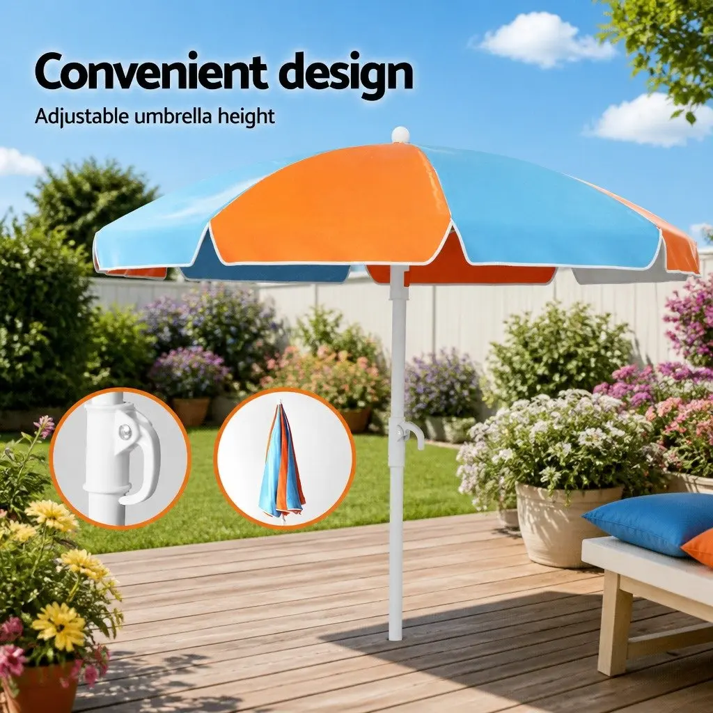 Kids Picnic Table Bench Set Sturdy Wood Construction Height Adjustable Umbrella