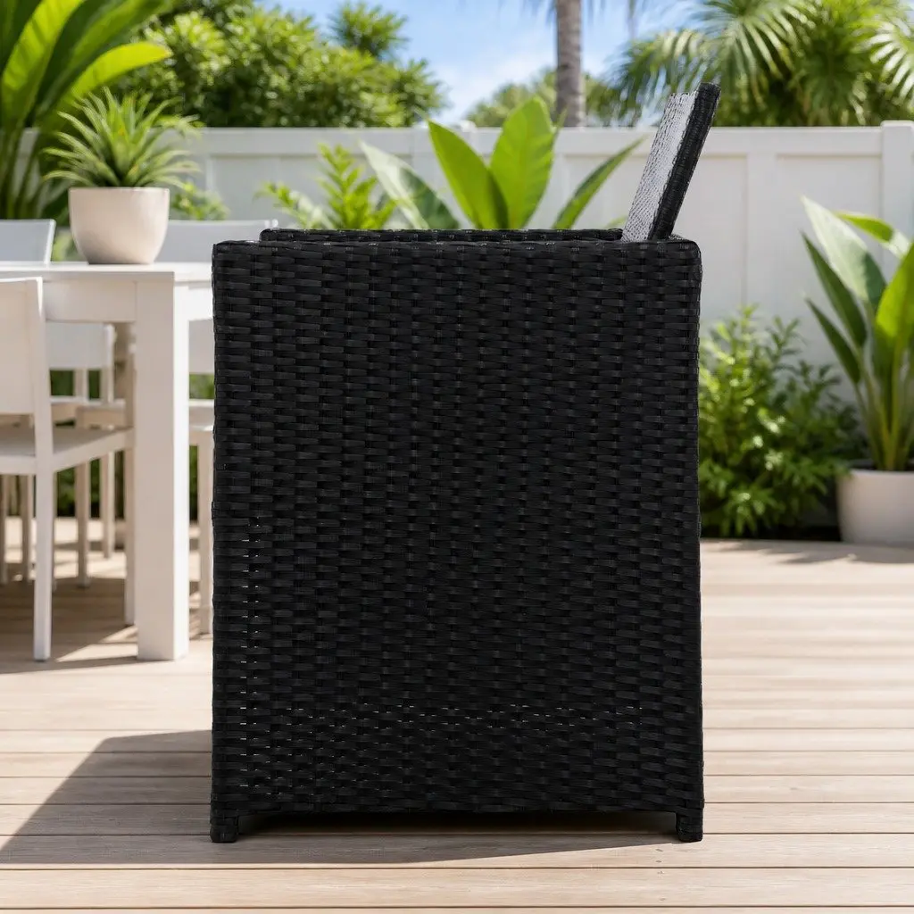Outdoor Dining Chairs 2PC Patio Wicker Furniture Garden Seat Black Cushion