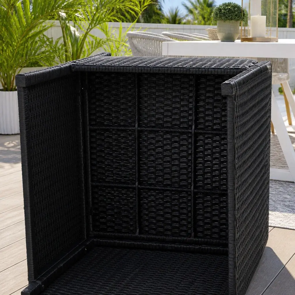 Outdoor Dining Chairs 2PC Patio Wicker Furniture Garden Seat Black Cushion