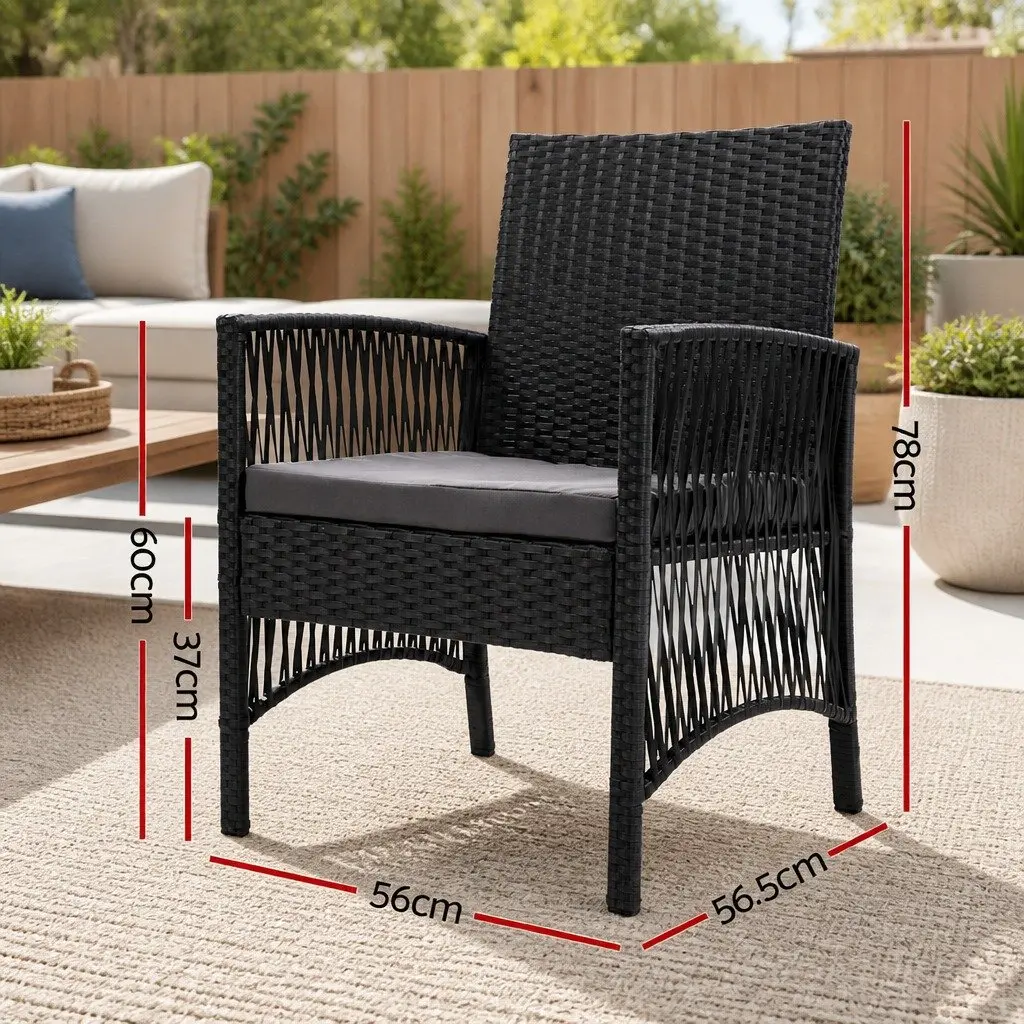 Outdoor Chairs Wicker Lounge 2PC Black
