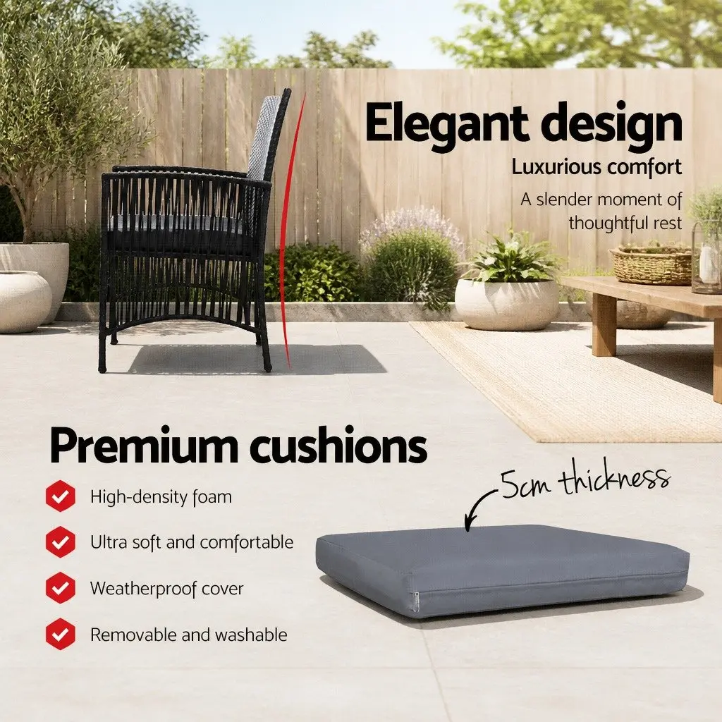 Outdoor Chairs Wicker Lounge 2PC Black
