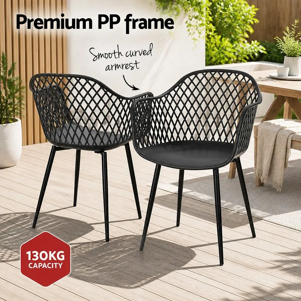 Outdoor Dining Chairs Water and UV Resistant Black 4 Piece